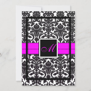 PixDezines Flora Damask/DIY färg/neon rosa Inbjudningar