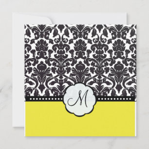 PixDezines flora Damask/DIY färger/black+gult Inbjudningar