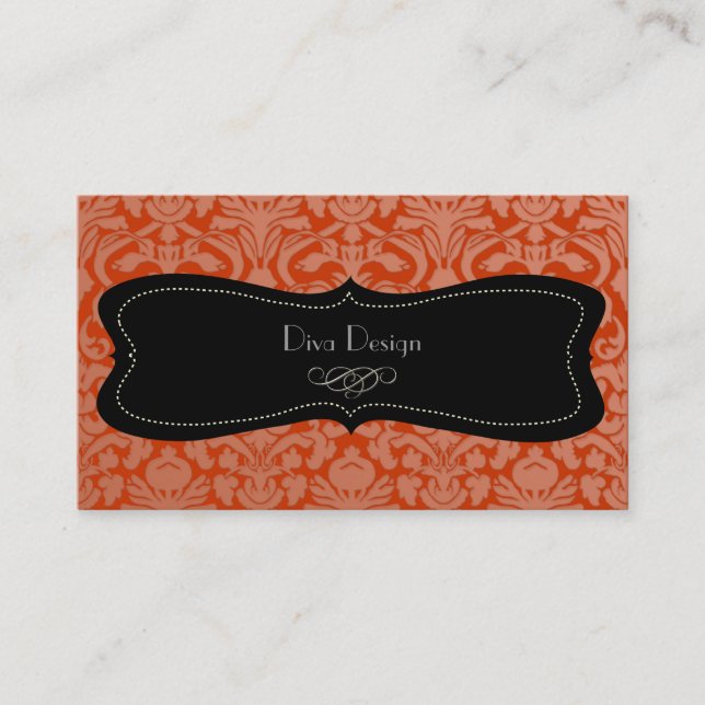 PixDezines flora Damask/dyy orange spice Visitkort (Framsida)