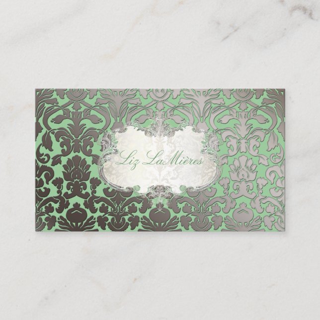 PixDezines flora damask/falskt platina/diy färg Visitkort (Framsida)