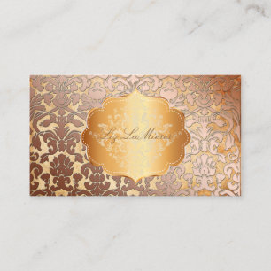 PixDezines FLORA DAMASK FAUX COPPER+PARCHMENT Visitkort