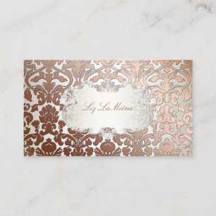 PixDezines flora Damask/faux koppar Visitkort