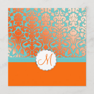 PixDezines Flora Damask/Orange/daglig bakgrund Inbjudningar