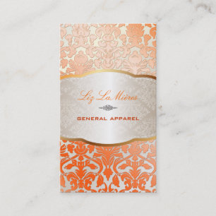 PixDezines flora Damask/orange Visitkort