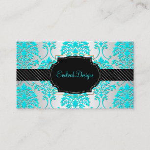 PixDezines florentius damask/aqua Visitkort