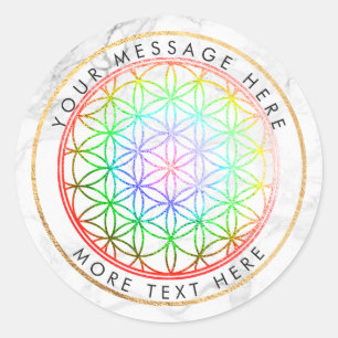 PixDezines FLOWER OF LIFE FAUX FOIL+MARBLE Runt Klistermärke