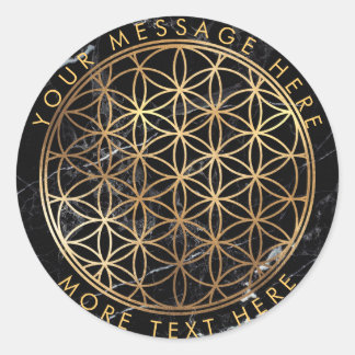 PixDezines FLOWER OF LIFE FAUX GULD+MARBLE Runt Klistermärke