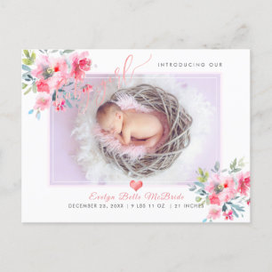 PixDezines Flowers+Flicka, Faux Foil Script Meddelande Vykort