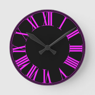 PixDezines Fluorescerande Rosa Roman Numeros Rund Klocka