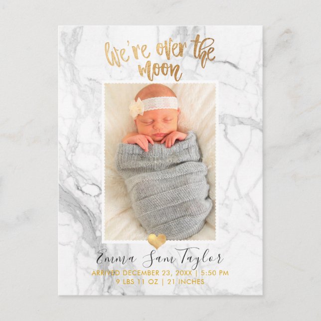 PixDezines Födelse Tillkännagivande/Över månen Meddelande Vykort (Framsida)