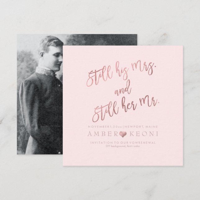 PixDezines Förnyelse av löfte/Falskt roséguld/Gör- Inbjudningar (Fram/baksida)