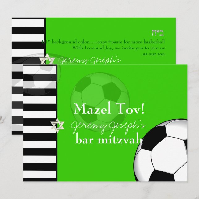 PixDezines fotboll bar mitzvah/DIY färg Inbjudningar (Fram/baksida)