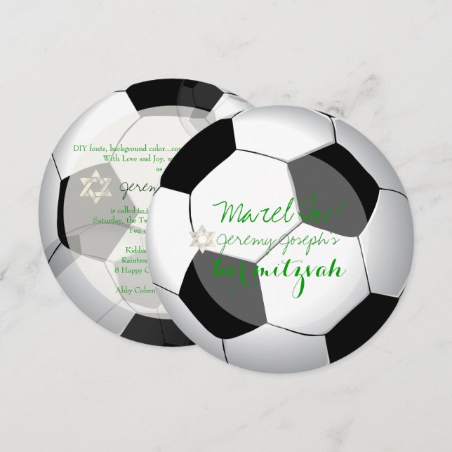 PixDezines fotboll pub mitzvah/DIY färg Inbjudningar (Fram/baksida)