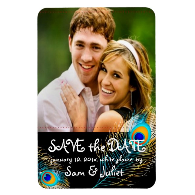 PixDezines-fotodatum för spara/DIY färg+typsnitt Magnet (Vertikal)