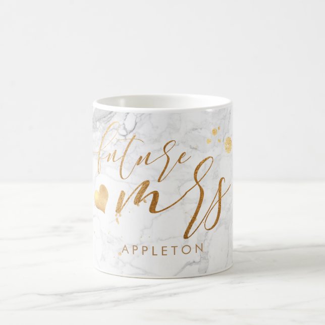 PixDezines Framtida Mrs/Faux Guld/Modern skript Kaffemugg (Center)