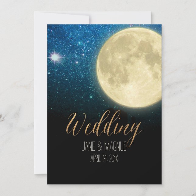 PixDezines Full Moon Midnight Himmel/Collage NASA Inbjudningar (Framsida)