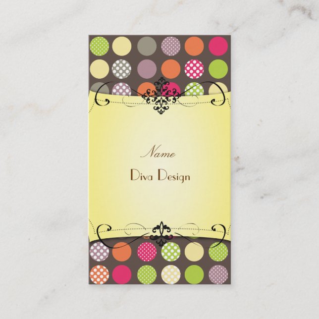 PixDezines Funky Polka dots BusinessCard Visitkort (Framsida)