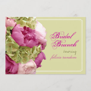 PixDezines fuschia peonies/grönt hydrangeas/diy Inbjudningar