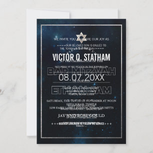 PixDezines Galaxy /Space Bat mitzvah Inbjudningar