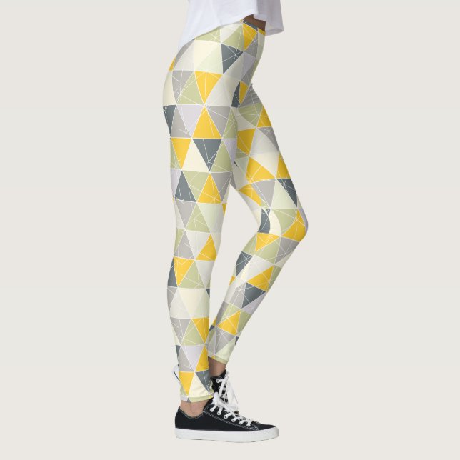 PixDezines Geometric/Gult/Grått Leggings (Höger)