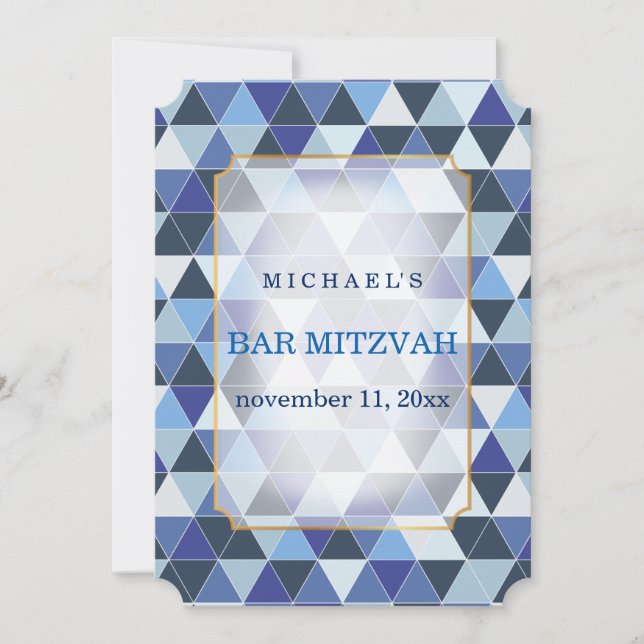 PixDezines geometric mönster mitzvah/blue Inbjudningar (Framsida)
