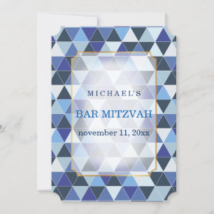 PixDezines geometric mönster mitzvah/blue Inbjudningar