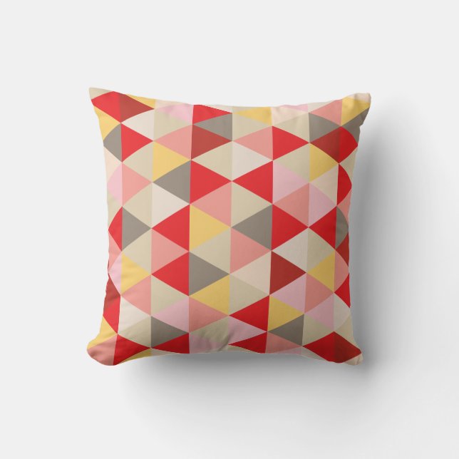 PixDezines geometrisk/röd/rosa/gult/aska Kudde (Framsida)