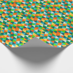 PixDezines geometriska skogsgröna/orange/teal-färg Presentpapper