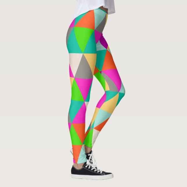 PixDezines Geometriska/ Trianglar/ Neonfärger Leggings (Höger)