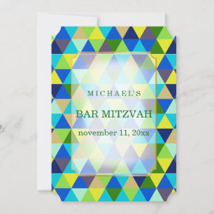 PixDezines geometriskt mönster mitzvah/tealgrön Inbjudningar