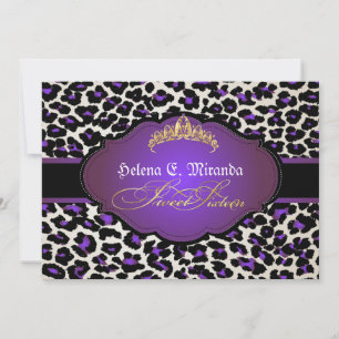 PixDezines gepard+tiara/söt sexton Inbjudningar
