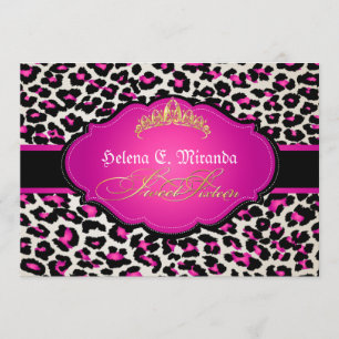 PixDezines gepard+tiara/söt sexton Inbjudningar