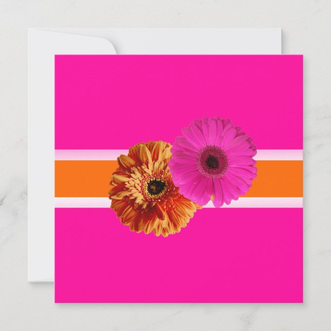 PixDezines Gerber, orage+passion rosa/diy färger Inbjudningar (Framsida)