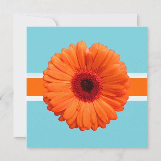 PixDezines Gerbera, orange/diy bakgrundsfärger Inbjudningar (Framsida)