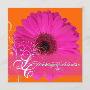 PixDezines Gerbera, rosa/dyy händelse! Inbjudningar