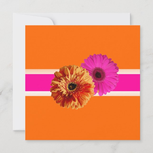 PixDezines Gerbera, rosa/orage+passion/diy färger Inbjudningar (Framsida)