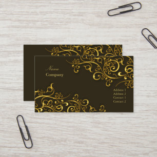 PixDezines Gilded järn swirls/mörk Choklad/guld Visitkort