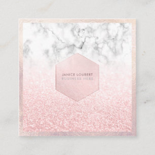 PixDezines Glam Faux Glitter, Rosa Erröda+Marble Fyrkantigt Visitkort