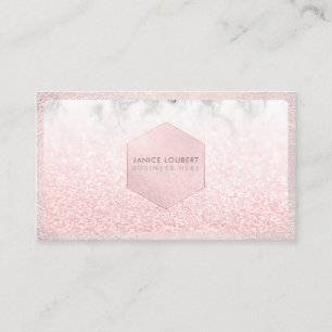 PixDezines Glam Faux Glitter, Rosa Erröda+Marble Visitkort