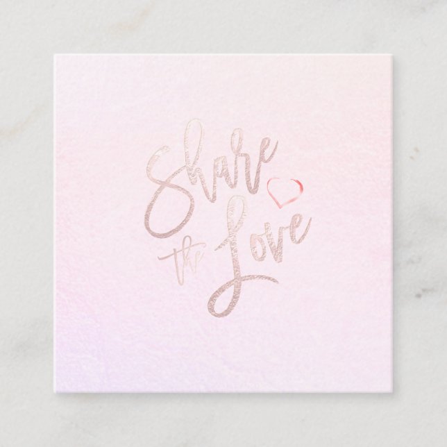 PixDezines Glam  Kärlek  Rosa Heart Fyrkantigt Visitkort (Framsida)