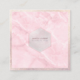 PixDezines Glam Rosa Marmor Rose Kvarts Fyrkantigt Visitkort