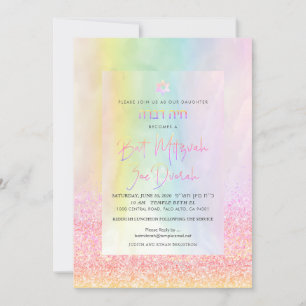 PixDezines Glitter Cotton Candy Bat mitzvah Inbjudningar