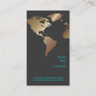 PixDezines Going Global/World Map/Faux Metallic Visitkort