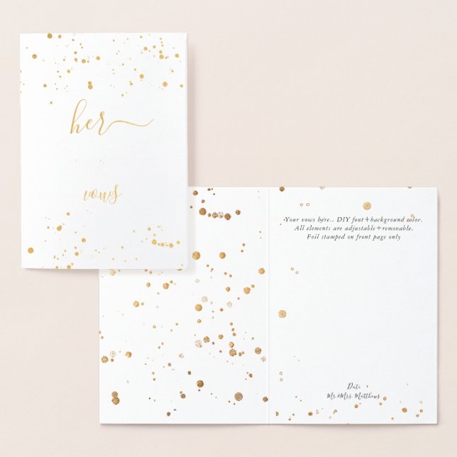 PixDezines Gold Foil Calligraphy Her Vows Folierat Kort (Display)