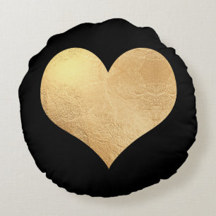 PixDezines Golden/Red Hearts/DIY-bakgrund Rund Kudde