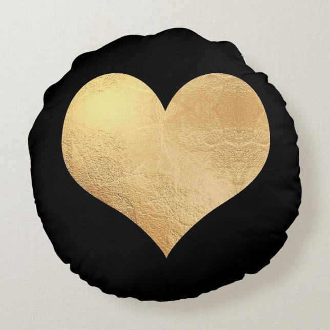 PixDezines Golden/Red Hearts/DIY-bakgrund Rund Kudde (Baksidan)
