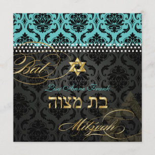 PixDezines Gör-det-själv turkos Vendome Damask, Ba Inbjudningar