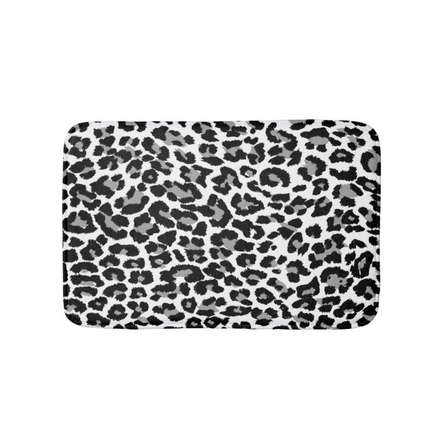 PixDezines Grått Leopard Skriv ut/DIY-bakgrund fär Badrumsmatta (Framsidan)