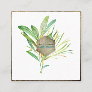 PixDezines GREENERY, SAGE+GRÄS Fyrkantigt Visitkort