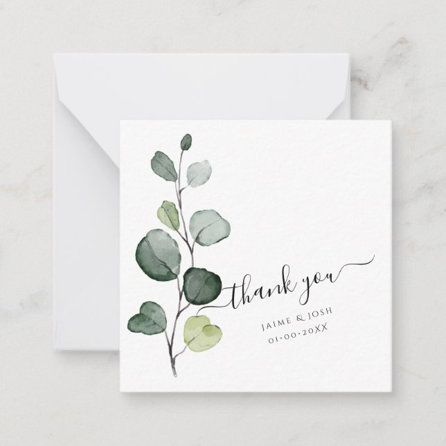PixDezines Greenery Watercolor Eucalyptus Gren Anteckningskort (Framsida)